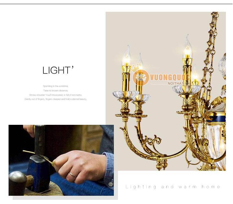 Đèn chùm đồng nhập khẩu đẹp abr149-6